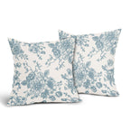 Smoke Blue And Cream Floral Pillow Covers 18X18 Inch Set Of 2 Vintage Floral Throw Pillow Covers Chinoiserie Flower Pillowcases