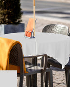 Queenker Light Gray Outdoor Tablecloth With Umbrella Hole And Zipper, Solid Color Table Cover For Square Tables Waterproof Table