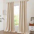 Nicetown Beige Velvet Rom Darkening Curtains 108 Inches Long, Luxury Velvet Drapes, Grommet Top Window Treatment Panels For Livi