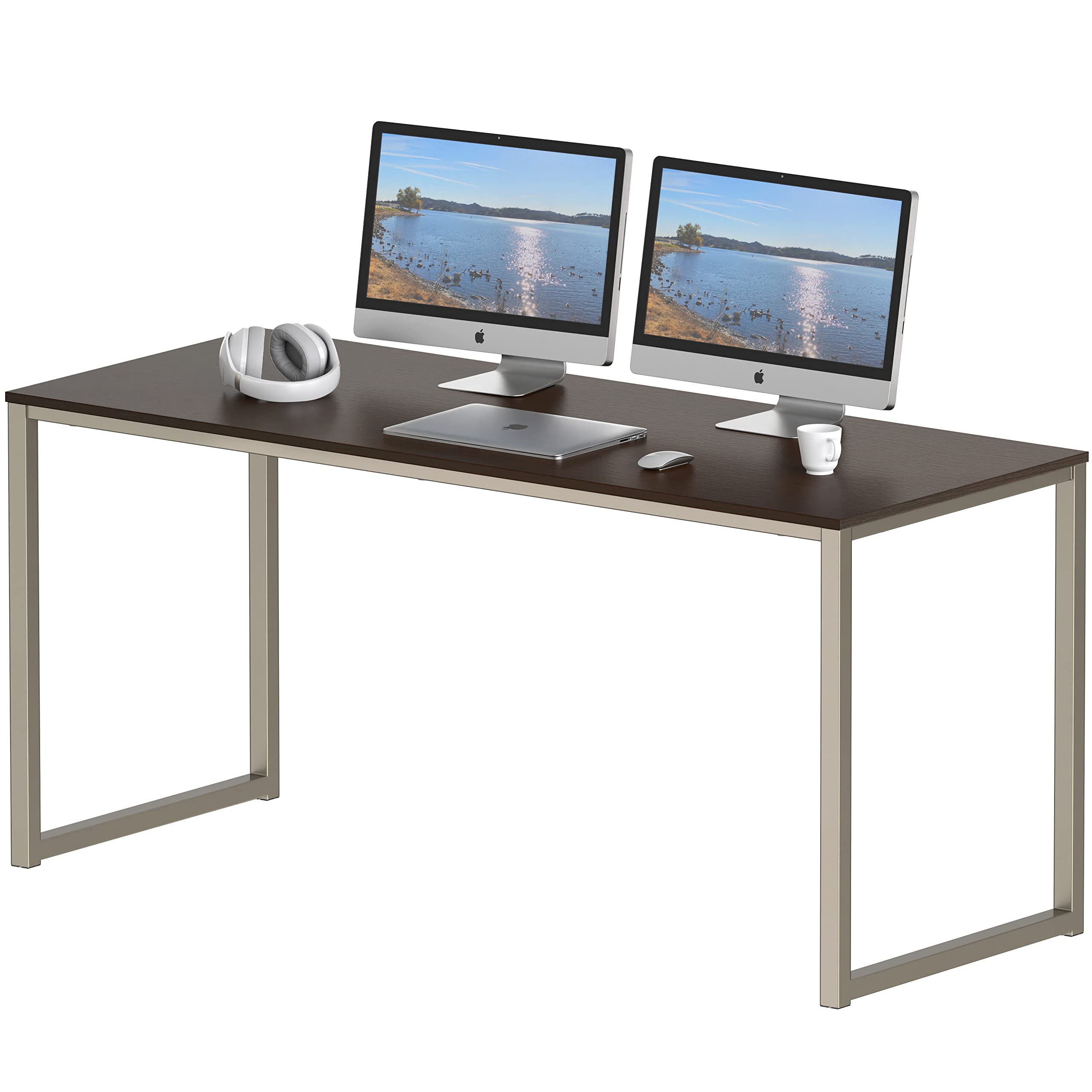 SHW Home Office 55-Inch Computer Desk, 24 Deep, Espresso