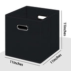 Heayeeg Black Foldable Storage Cubes Bins , Fabric Storage Box Cubes Organizer Baskets With Dual Handles For Home Organizer (Bla