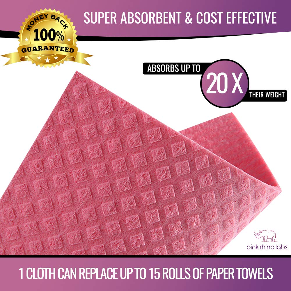 Pink Rhino Labs Swedish Dishcloths For Kitchen - Absorbent Kitchen Towels And Dishcloths Sets - Reusable Paper Towels - Dish Clo