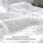 Phf Cooling Waffle Blanket Queen Size, Lightweight 60% Rayon Derived From Bamboo & 40% Cotton Breathable Blanket For Hot Sleepers, Soft And Luxury For Bed Couch And Sofa, 90'X90', White