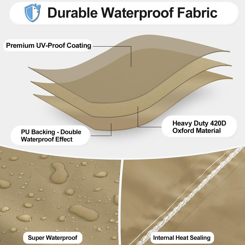 Outdoorlines Waterproof Outdoor Patio Heater Covers With Zipper And Storage Bag, Dust-Proof Uv-Resistant Windproof Propane Heavy Duty Heater Cover For Standing Heater, 1 Pack-89Hx33Dx19B Inch Camel
