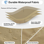 Outdoorlines Waterproof Outdoor Patio Heater Covers With Zipper And Storage Bag, Dust-Proof Uv-Resistant Windproof Propane Heavy Duty Heater Cover For Standing Heater, 1 Pack-89Hx33Dx19B Inch Camel