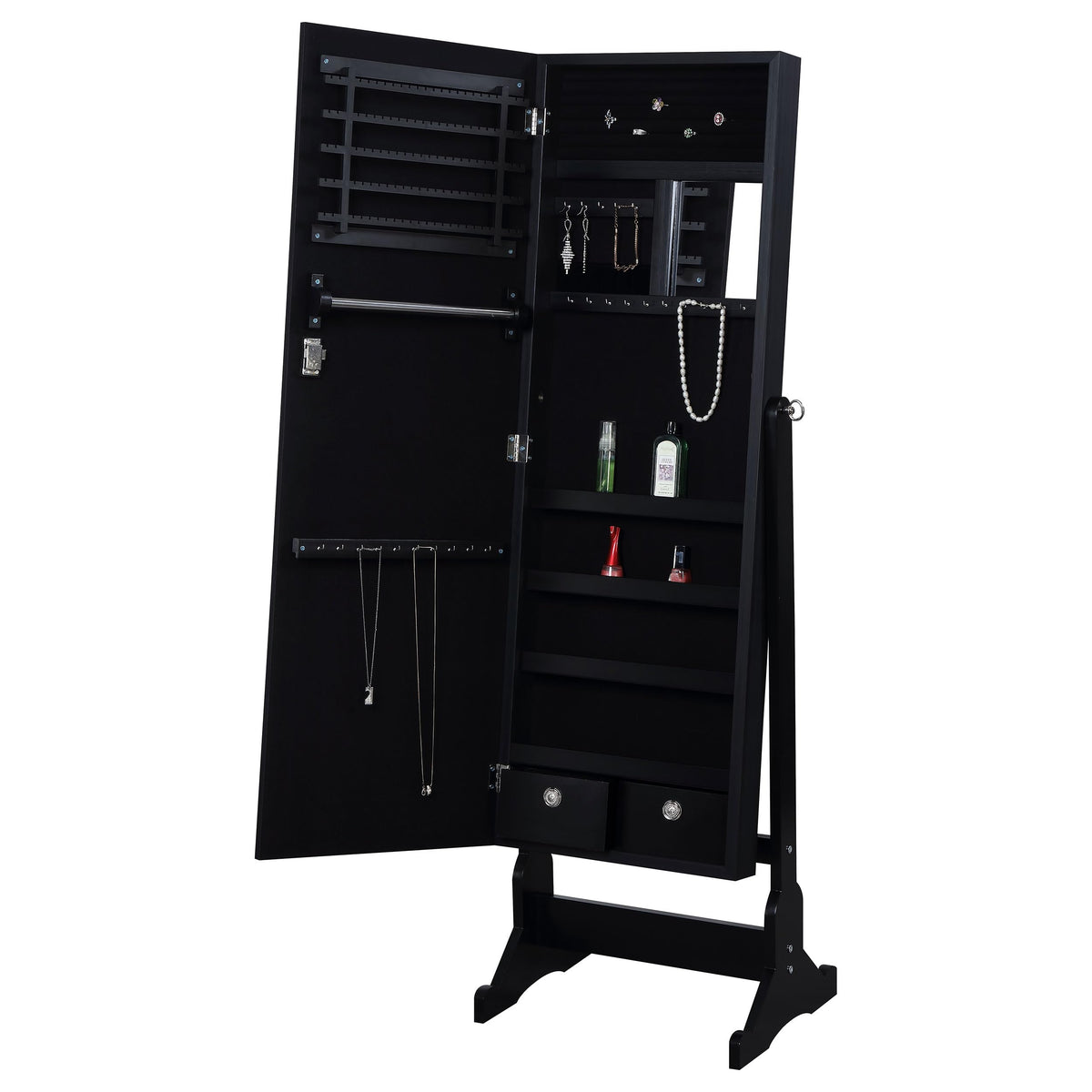 Coaster Home Furnishings Tutuola Cheval Mirror with Jewelry Storage Black