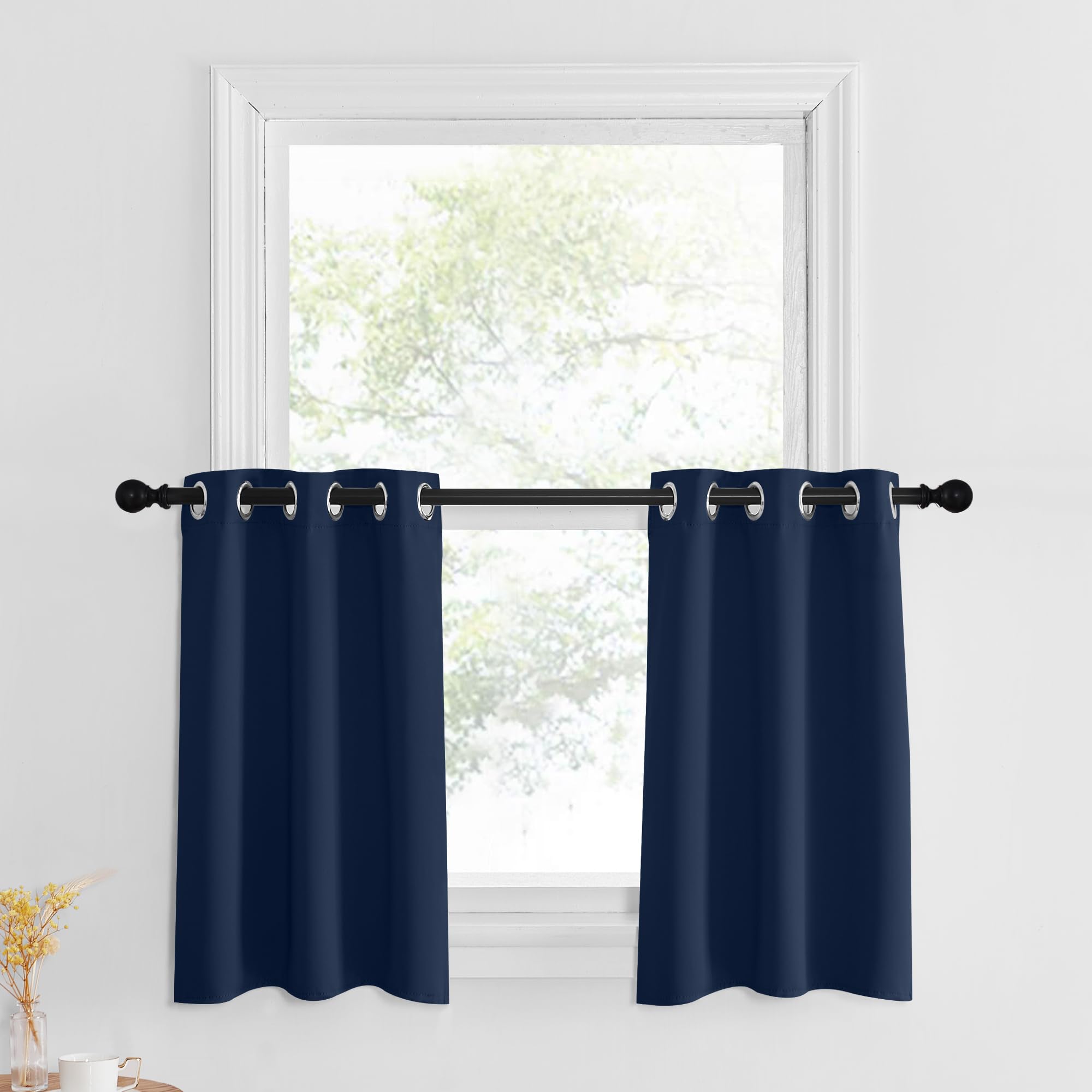 NICETOWN Kitchen Curtain Tiers Over Sink Short Curtains 30 inches Long Cabinet Caravan Small Short Cafe Curtains Bathroom Baseme