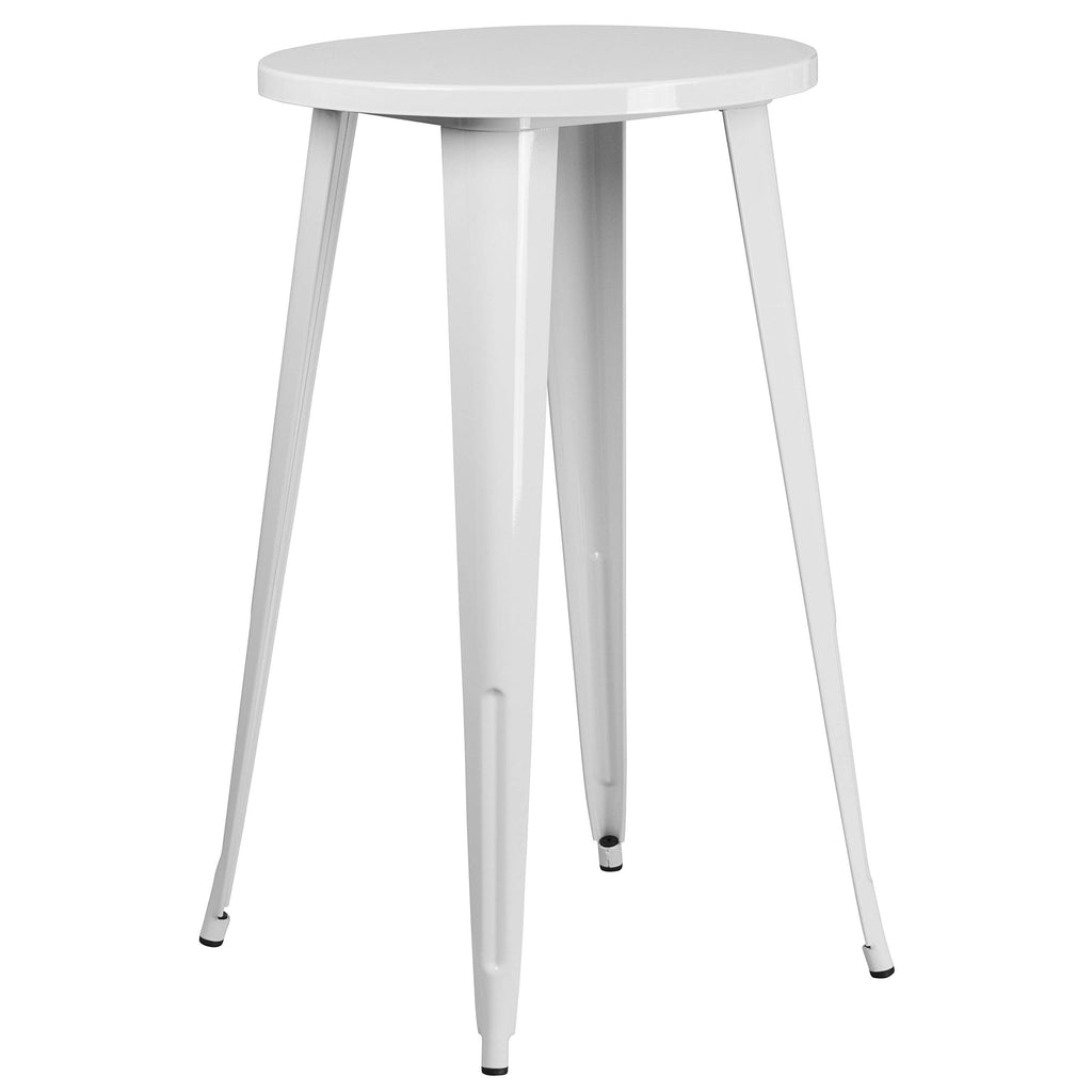 Flash Furniture James Commercial Grade 24" Round Silver Metal Indoor-Outdoor Bar Height Table
