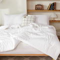 Litanika California King Comforter Set White - 3 Pieces Cal King Lightweight Soft Plain Bed Comforter, Oversized Down Alternativ