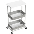 Simple Houseware 2-Tier Rolling Utility Cart with Top Board, White