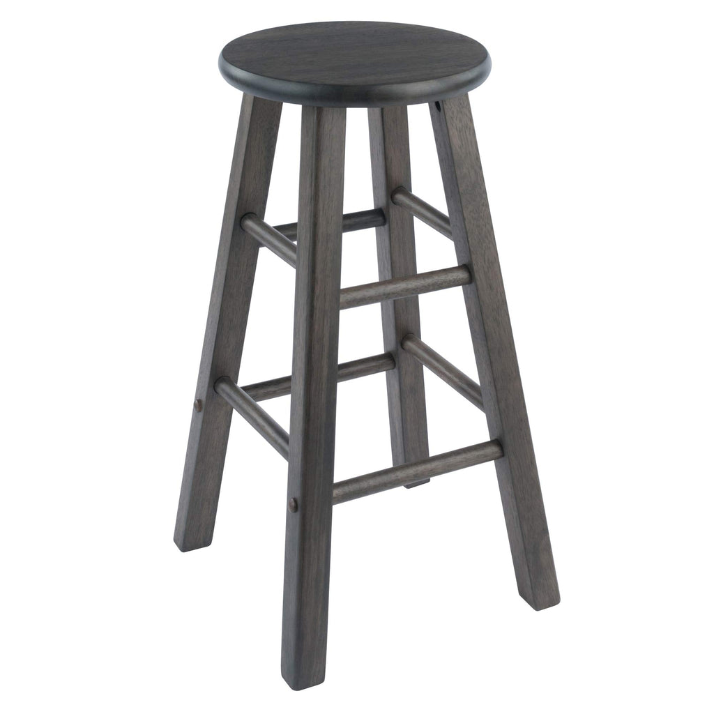Winsome Element 2-Piece 24In Counter Stool Set, Oyster Gray Finish, Solid Wood, Modern Design