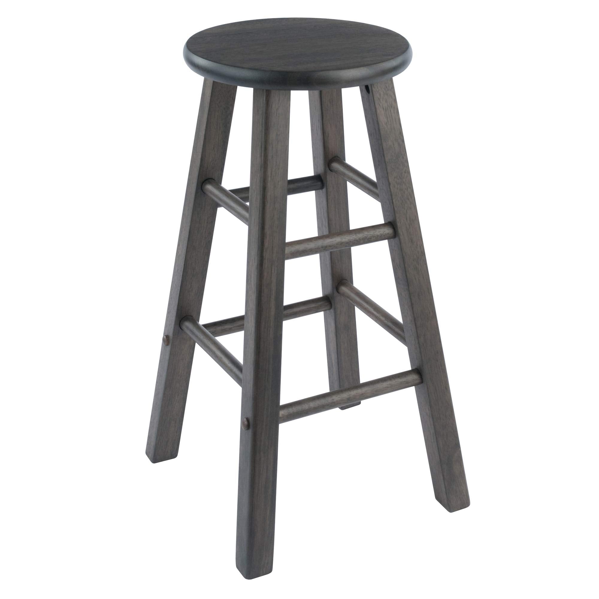 Winsome Element 2-Piece 24In Counter Stool Set, Oyster Gray Finish, Solid Wood, Modern Design