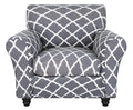 Searchi Stretch Sofa Cover Printed Couch Covers, Floral Pattern 2 Piece Armchair Slipcover With Separate Chair Cushion Cover, Washable Furniture Protector For Living Room(Armchair, Gray+White)