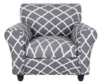 Searchi Stretch Sofa Cover Printed Couch Covers, Floral Pattern 2 Piece Armchair Slipcover With Separate Chair Cushion Cover, Washable Furniture Protector For Living Room(Armchair, Gray+White)