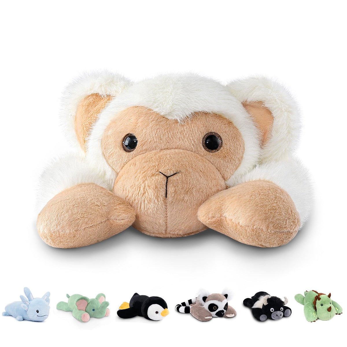 Niuniu Daddy 20' | 3.3 Pound Monkey Weighted Stuffed Animals, Large White Monkey Pillowfort Plush Lap Animal Toys For Kids Adul