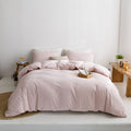 Ecocott Pink Duvet Cover King Size - 100% Washed Cotton Durable Soft Comfy Duvet Cover Set, 3 Pieces Duvet Cover With Zipper Clo