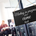 Meeting In Progress Wood Sign Do Not Disturb Wood Sign Plaque Reversible Wood Sign For Home Office Meeting Door, Home Study Door