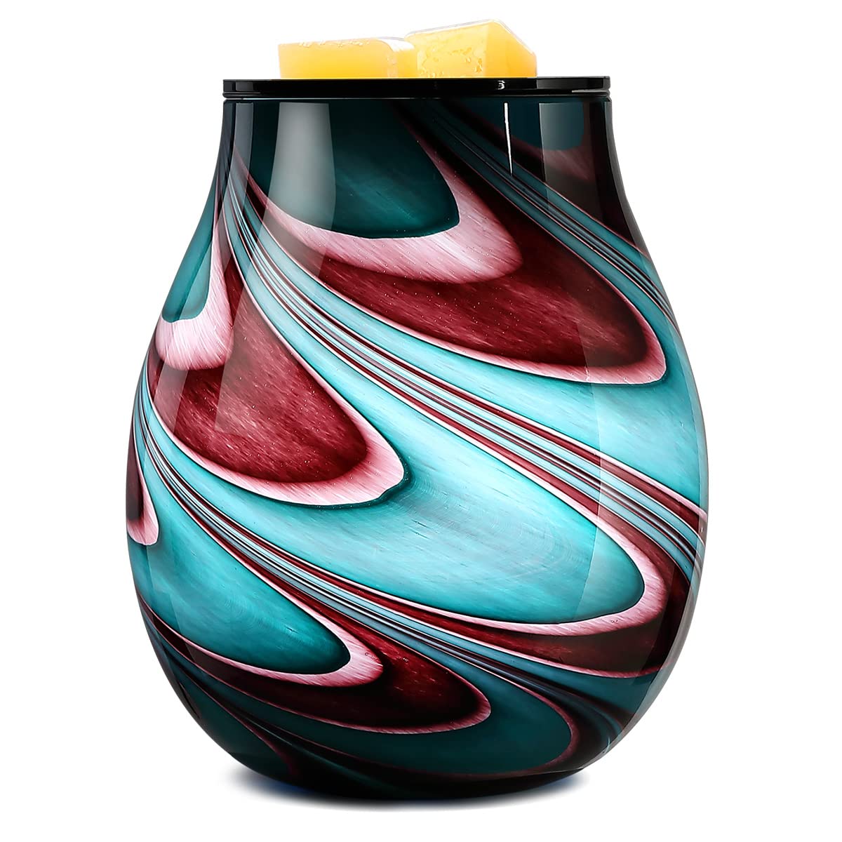 inrorans Electric Wax Melt Warmer with Timer Art Glass Wax Burner Wax Cube Melter Fragrance Warmer with Replacement Silicone Tra
