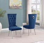 Best Quality Furniture SC330-337 Dining Chairs, Navy Blue/Silver