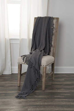 Rizzy Home | TH0429 | 50"x60" Brown Solid Woven Throw