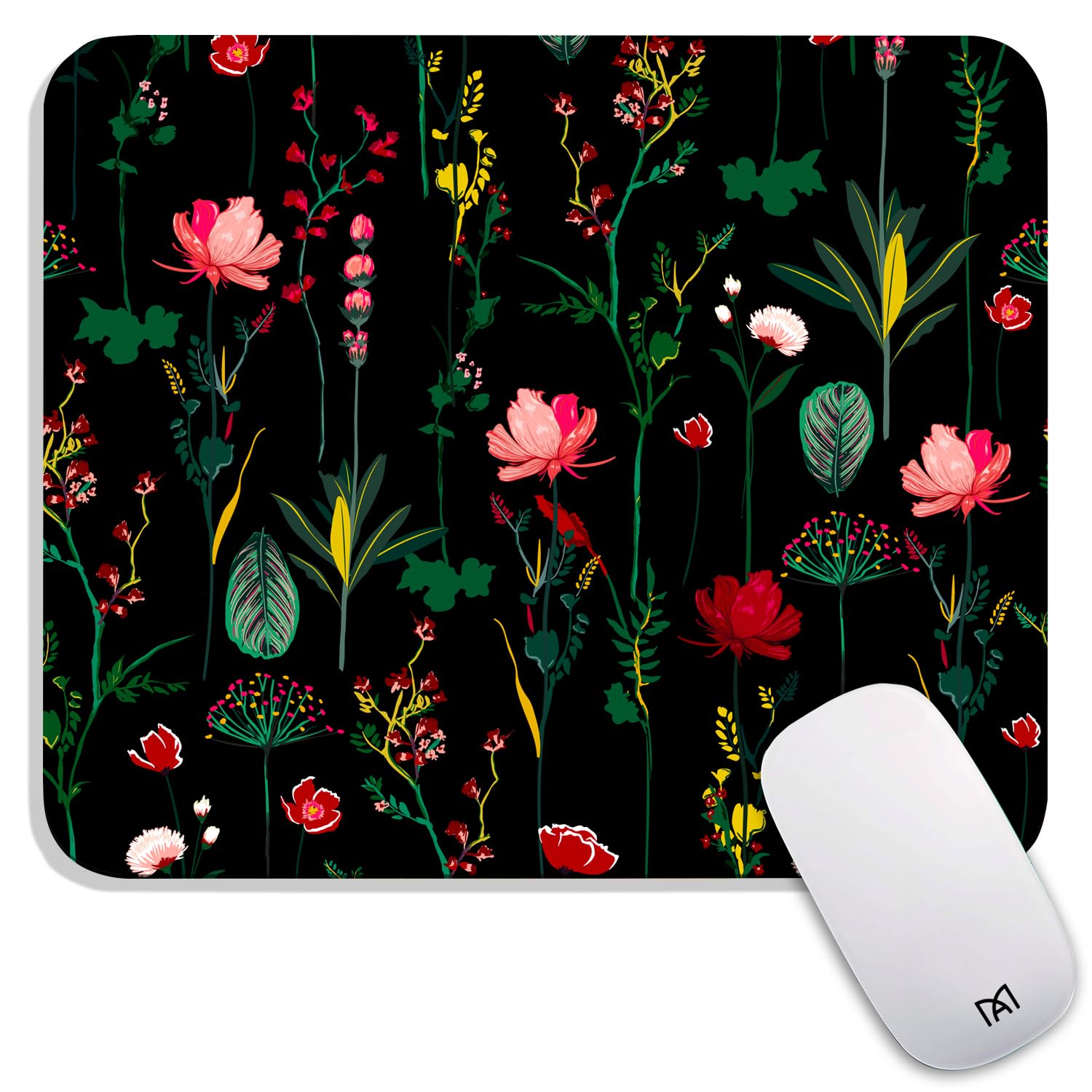 Armanza Square Mouse Pad Blooming Botanical Flowers,Personalized Premium-Textured Custom Mouse Mat Design,Washable Mousepad Lycr