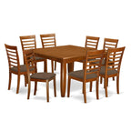 East West Furniture PFML9-SBR-C 9 Piece Kitchen Table & Chairs Set Includes a Square Dining Table with Butterfly Leaf and 8 Linen Fabric Dining Room Chairs, 54x54 Inch, Saddle Brown