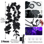Recutms Artificial Maple Leaves Maple Leaf With Lights 5.7Ft Fall Maple Leaf Garland Hanging Black With 30 Lights The Artificial