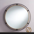 Uttermost Crest Round Vanity Decorative Wall Mirror Rustic Distressed Bronze Antiqued Gold Metal Ring Frame 34 Wide Decor for Ba