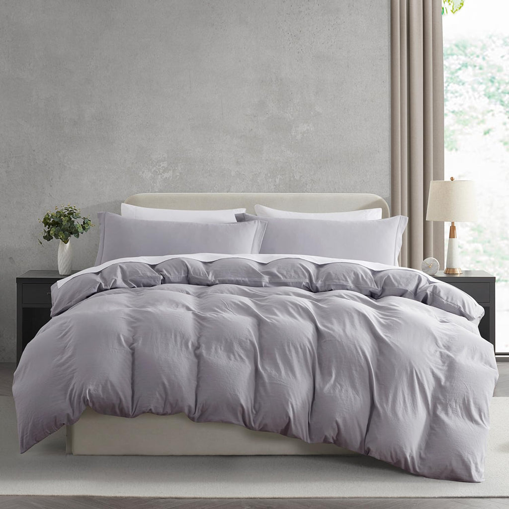 Nestl Twin Duvet Cover Set - Soft Prewashed Grey Lavender Duvet Cover Twin/Twin Xl, 2 Piece, With Zipper Closure, 1 Duvet Cover 68X90 Inches And 1 Pillow Sham - No Comforter