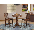 East West Furniture Edch3-Mah-W 3 Pc Pub Table Set - Kitchen Table And 2 Counter Height Stool.
