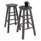 Winsome Element 2-Piece 24In Counter Stool Set, Oyster Gray Finish, Solid Wood, Modern Design
