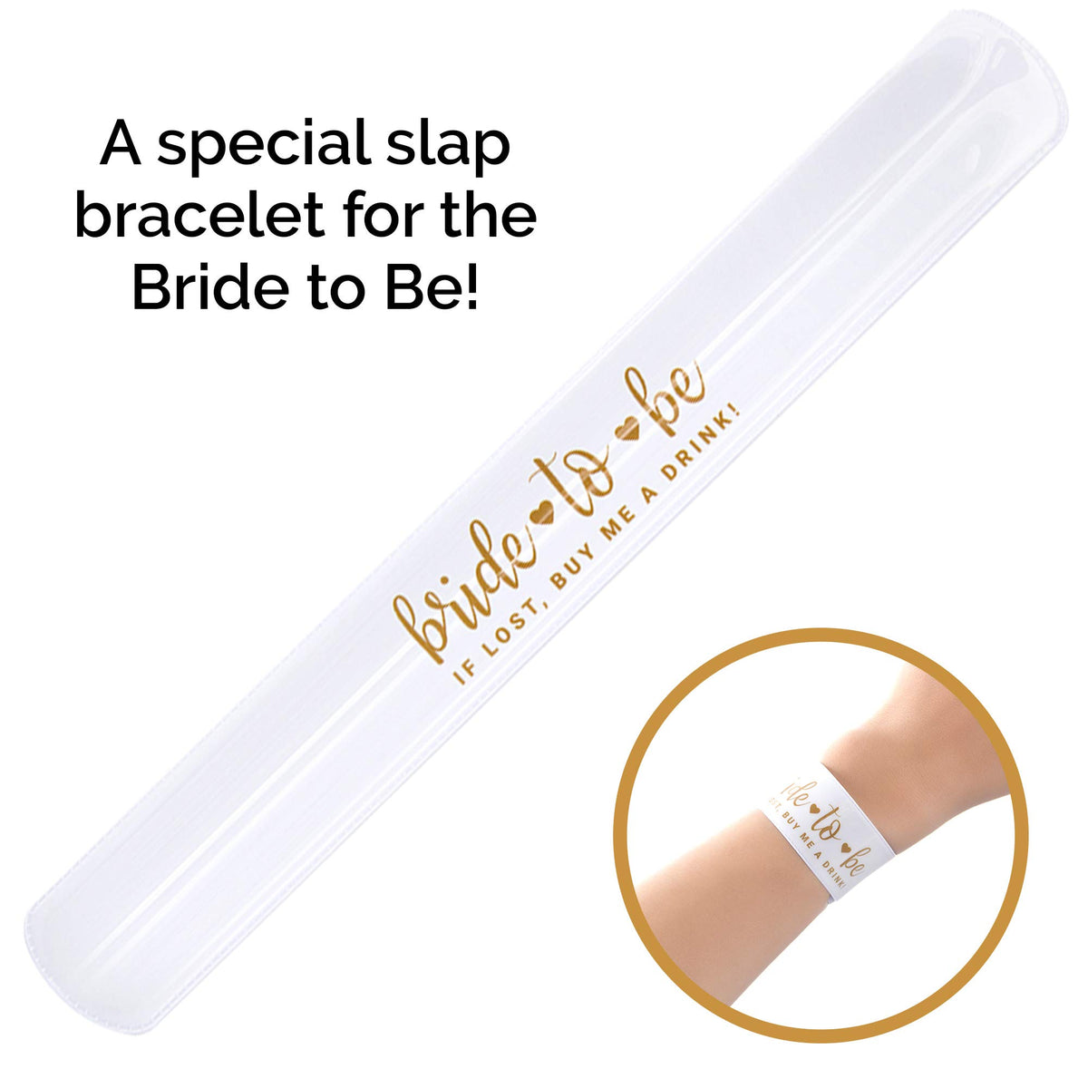 Pop Fizz Designs Bachelorette Slap Bracelets | Bachelorette Party Favors | Bride Tribe Gifts (Black)