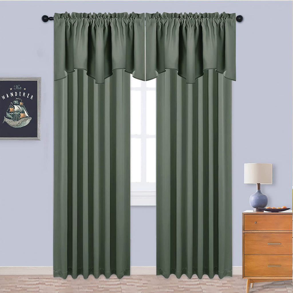 Nicetown Valance Curtains For Kitchen Blackout Thermal Insulated Solid Rod Pocket Window Curtain Valance For Living Room/Bedroom