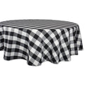 DII Buffalo Check Collection, Classic Farmhouse Tablecloth, 70 Round, Black & White