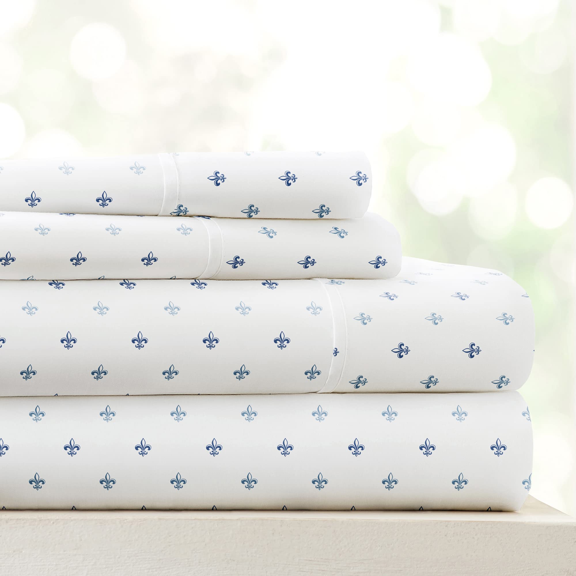 Linen Market 4 Piece Queen Bedding Sheet Set (Navy Blue Lilies) - Sleep Better Than Ever With These Ultra-Soft & Cooling Bed She