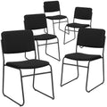 5 Pk. 1000 lb. Capacity High Density Black Fabric Stacking Chair with Sled Base