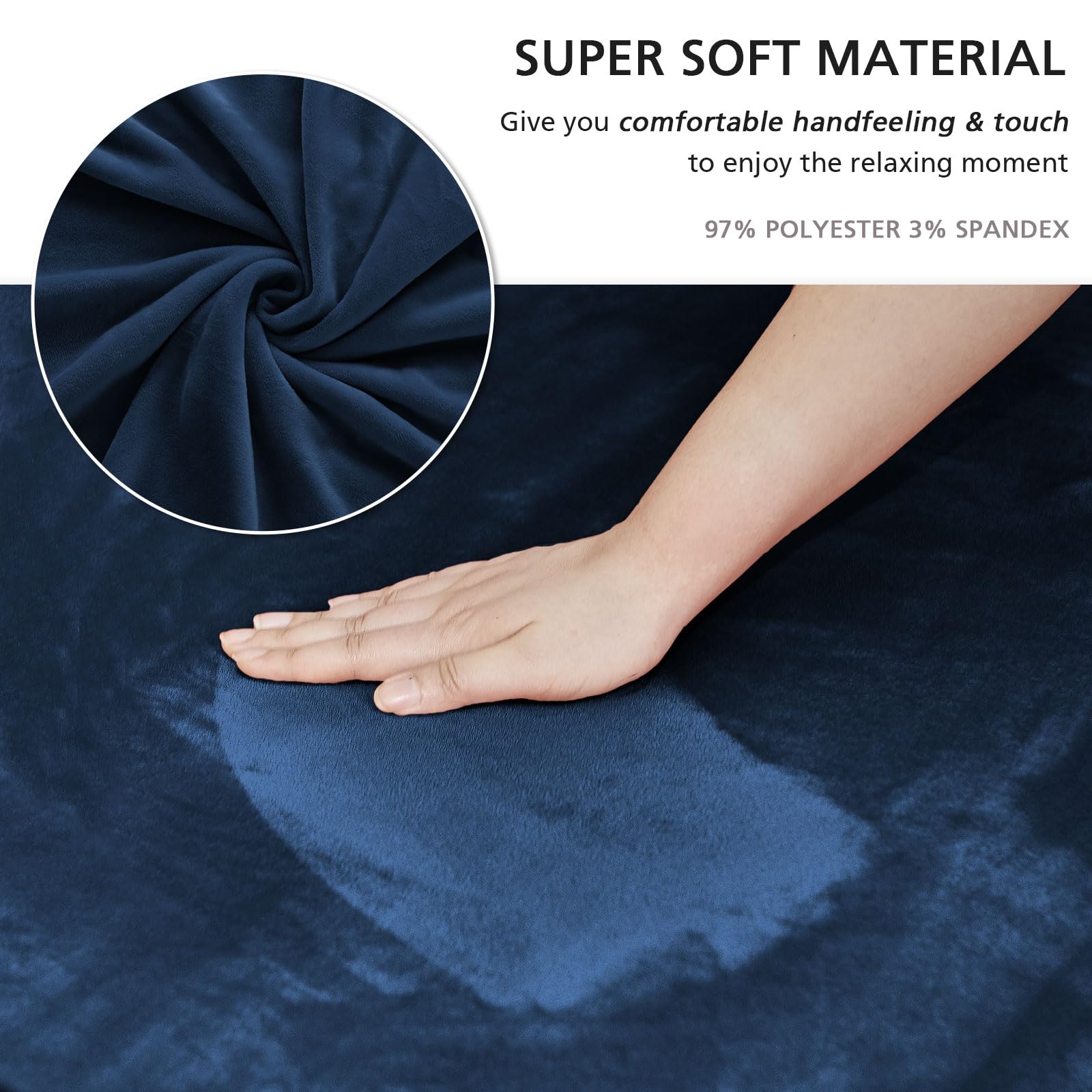Niceec Loveseat Cover Super Soft 1-Piece Navy Blue Slipcover For Loveseats Stretch Universal Spandex Couch Covers For Living Room Easy Fit Washable Furniture Sofa Protector With Skirt