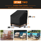 Startwo Patio Chair Covers 2 Pack Outdoor Furniture Covers Waterproof Fit For 38'W X 31'D X 29'H,Heavy Duty Lawn Chair Covers For Lounge Deep Seat, Black