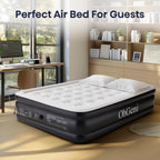 OhGeni Queen Air Mattress with Built-in Pump, 18" Raised Comfort Inflatable Bed, Black, AMH5V143