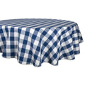 DII Buffalo Check Collection, Classic Farmhouse Tablecloth, 70 Round, Navy & Cream