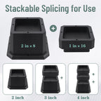 Btsd-Home Adjustable Bed Risers 2,3 Or 4 Inch Heavy Duty 8 Pack Furniture Risers Dorm Bed Risers Table Desks Legs Blocks Black