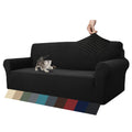 Znsayotx 1 Piece Jacquard Couch Covers For 3 Cushion Couch High Stretch Sofa Cover For Pets Dogs Anti Slip Extra Large Sofa Slipcovers Furniture Protector (Xl Sofa, Black)