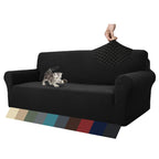 Znsayotx 1 Piece Jacquard Couch Covers For 3 Cushion Couch High Stretch Sofa Cover For Pets Dogs Anti Slip Extra Large Sofa Slipcovers Furniture Protector (Xl Sofa, Black)