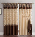 Fancy Collection Embroidery Curtain Set 2 Panel Drapes with Backing & Valance New (110x 84, Brown)