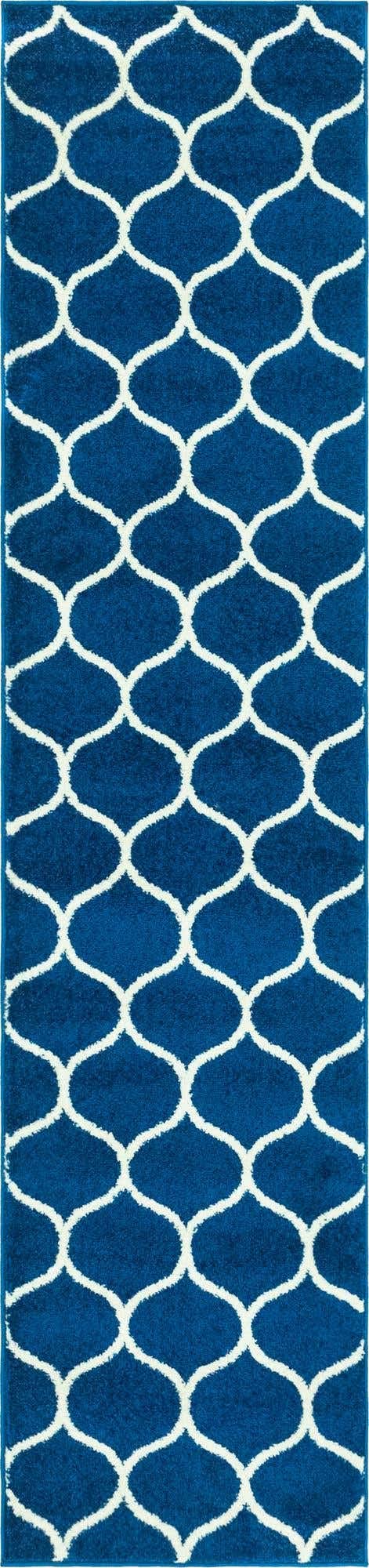 Unique Loom Trellis Frieze Collection Area Rug - Rounded (2' x 8' 8'' Runner, Navy Blue/ Ivory)