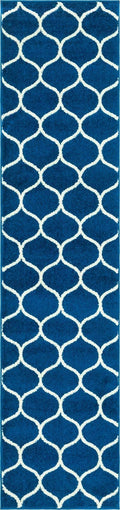 Unique Loom Trellis Frieze Collection Area Rug - Rounded (2' x 8' 8'' Runner, Navy Blue/ Ivory)