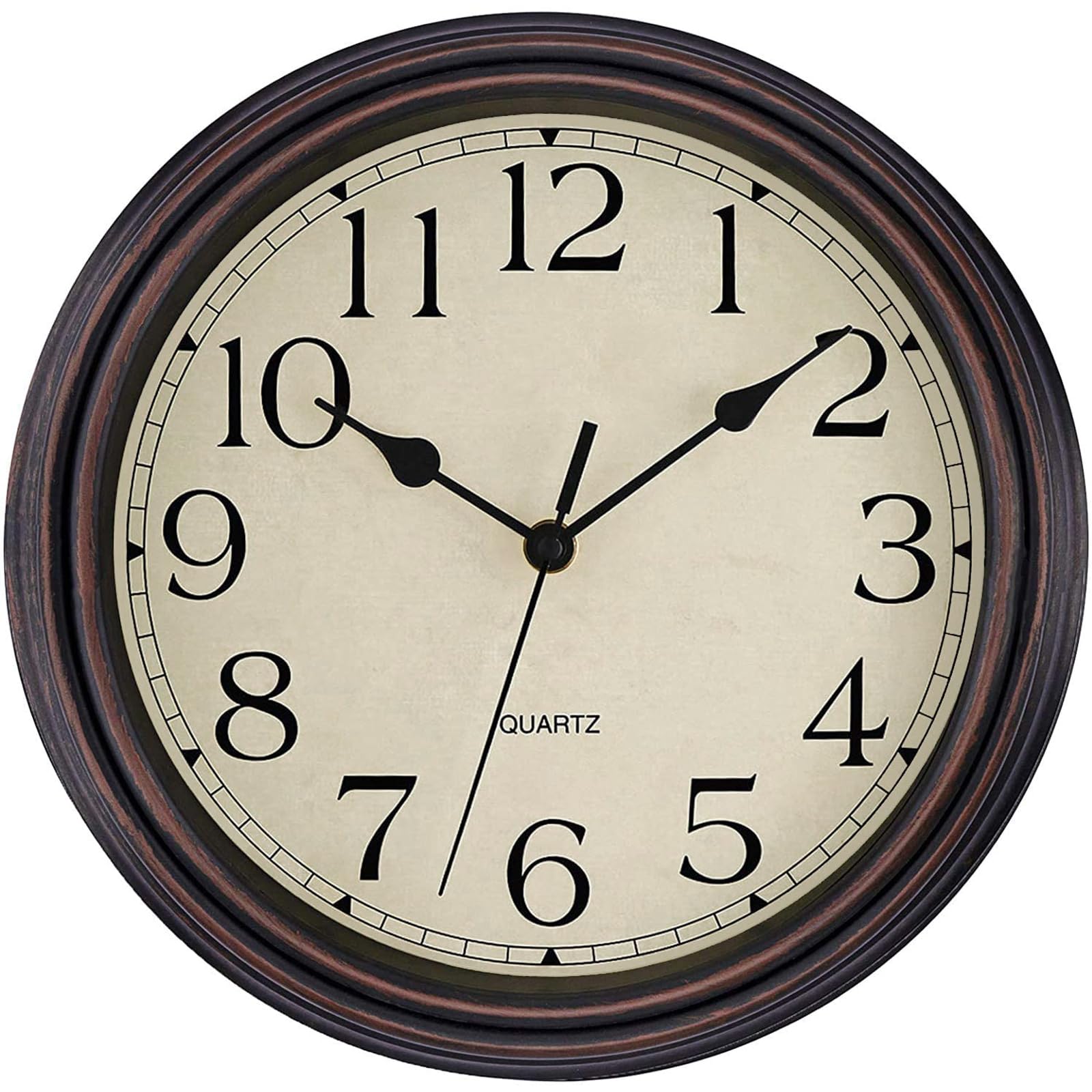 Foxtop Retro Silent Non-Ticking Round Classic Clock Quartz Decorative Battery Operated Wall Clock for Living Room Kitchen Home O