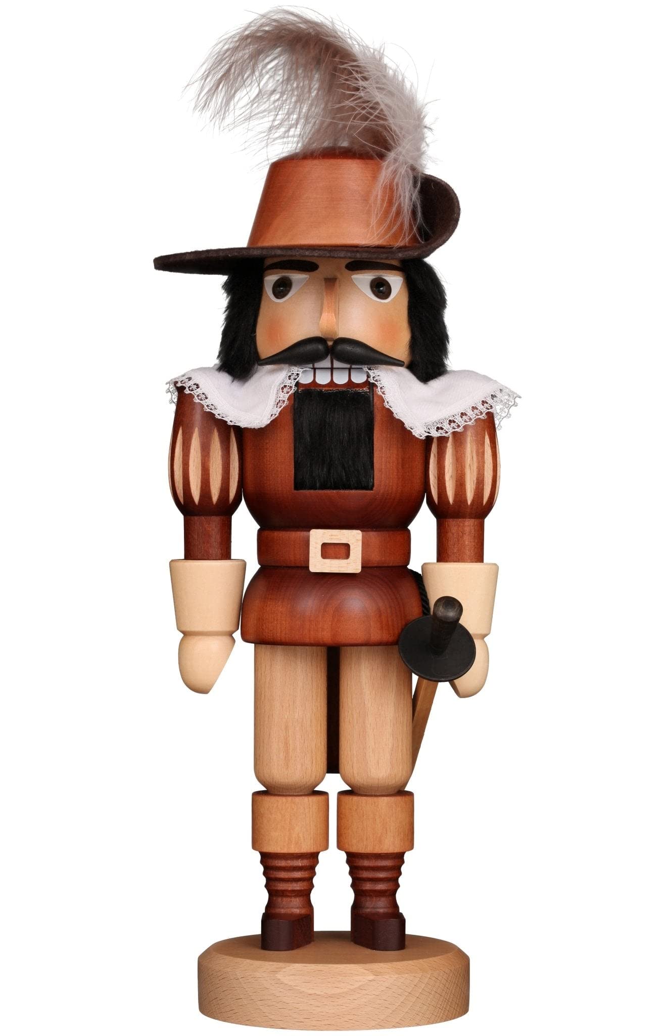 Alexander Taron Christian Ulbricht Nutcracker - Musketeer (Natural) - 14" H X 5.5" W X 5.75" D