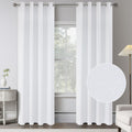 Pure White 100% Blackout Linen Curtains 120 Inch Extra Length 2 Panels For Large Windows,Touching Living Room Window Treatments