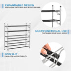 5-Tier Adjustable Freestanding Shoe Rack Organizer, Stackable Metal, Chrome